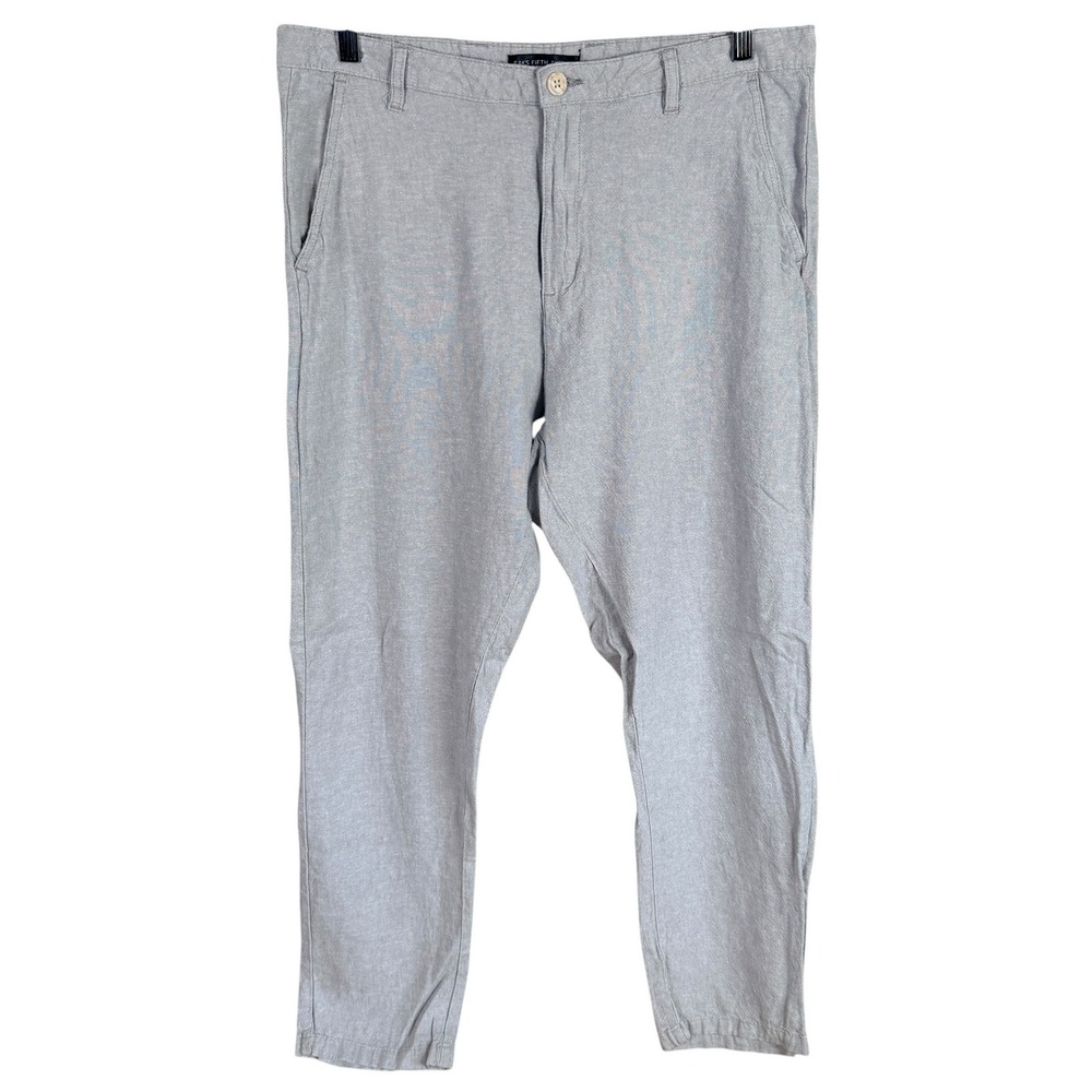 Saks Fifth Avenue Linen‎ Blend Pants Mens 34x29 Grey Lightweight Quiet Luxury